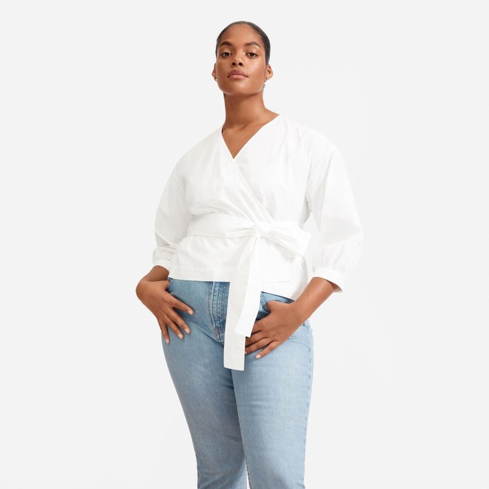 NWT Everlane Poplin Wrap Top